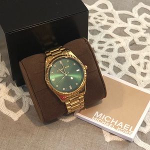 Michael Kors Gold watch, Hunter green face MK3226